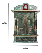 Brilliant Home Designs Wood Aluminium and Copper Oxidized Home Temple (L-12, B-7 inches)
