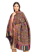 Naureen Women Pashmina Blend Kani Shawl with Floral Artwork, Warm and Soft, 40x80 inch
