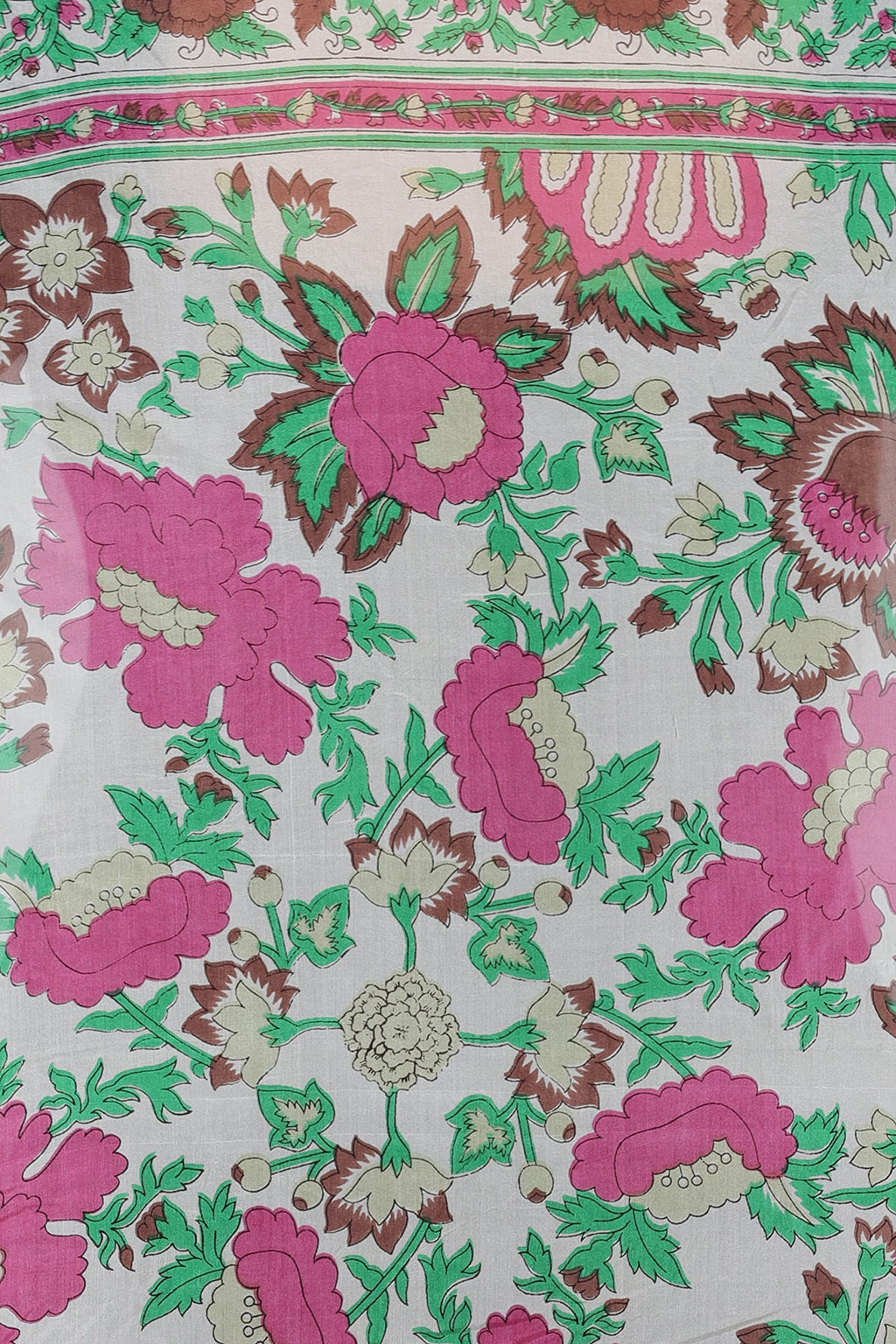 Cashmere Craft Pure Silk Green Floral Scarf Stole Dupatta/SS25