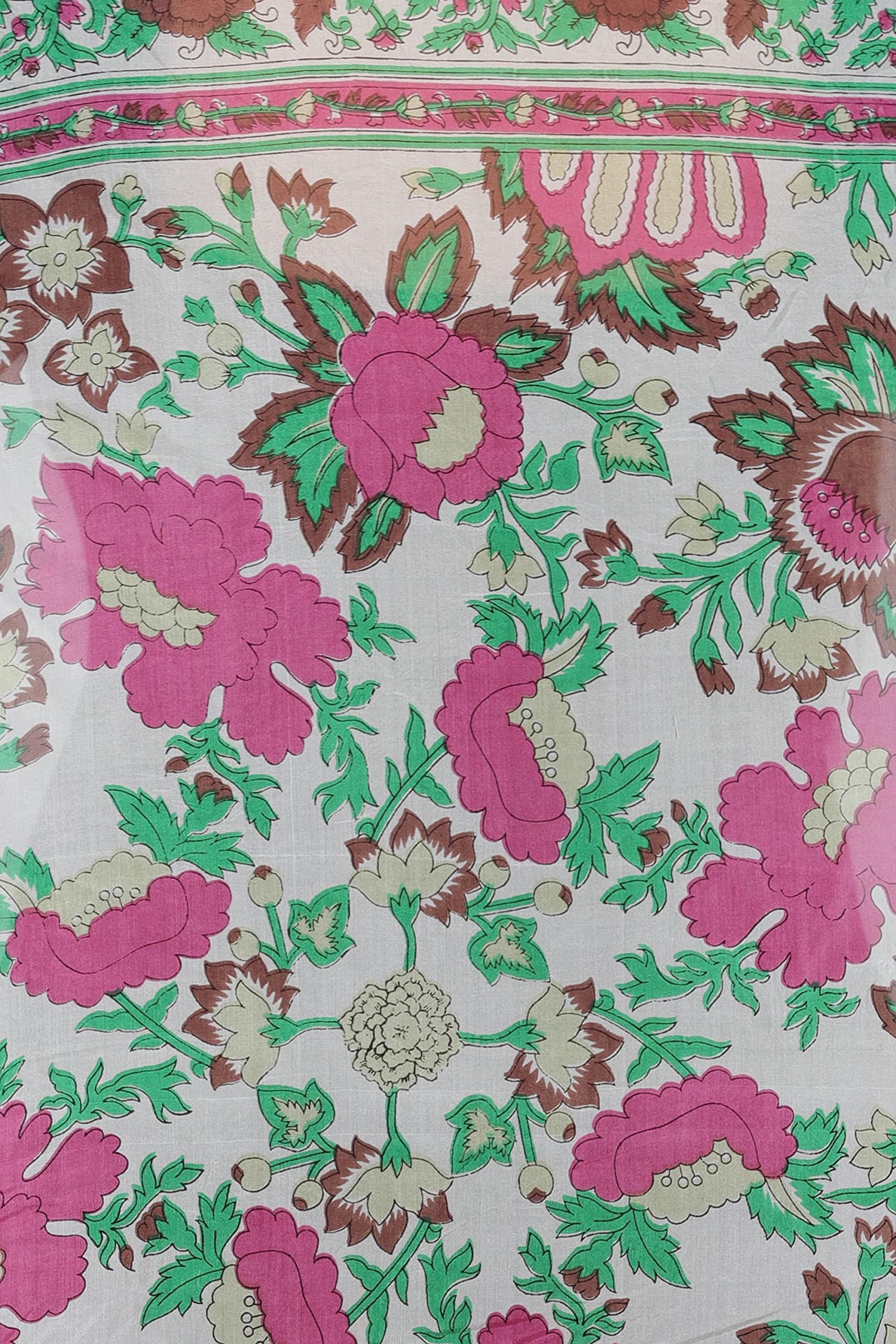 Cashmere Craft Pure Silk Green Floral Scarf Stole Dupatta/SS25