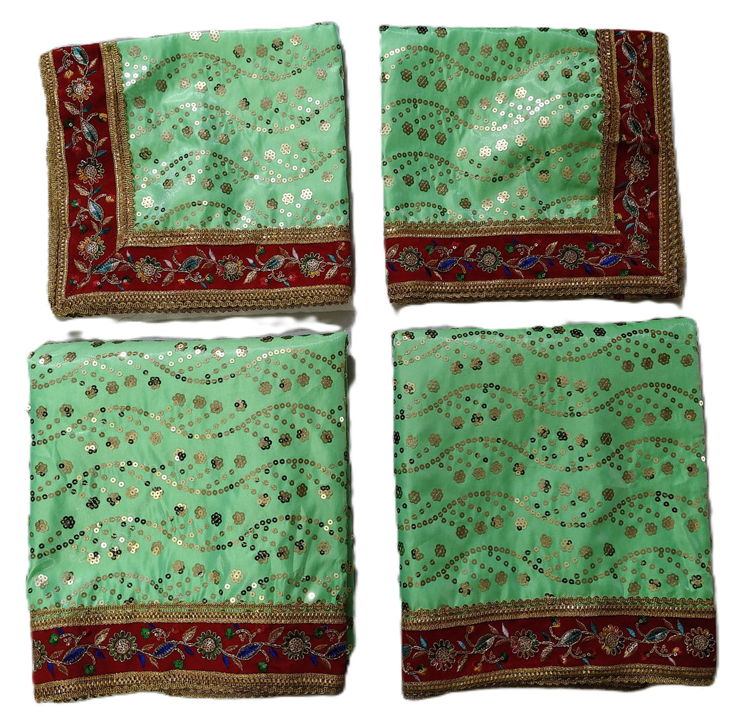 Lakshmi Maa Collection Rumala Double Set Heavy Sea Green with Red Gota & Designer (4 PEC.)