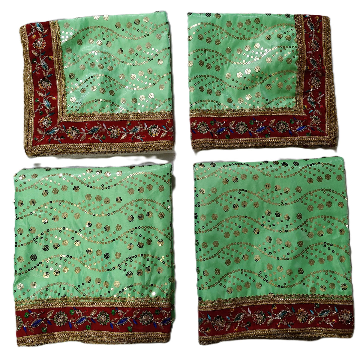 Lakshmi Maa Collection Rumala Double Set Heavy Sea Green with Red Gota & Designer (4 PEC.)