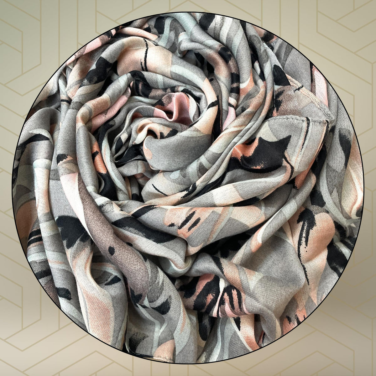 FAHABO Scarf for Women Stylish Print Viscose Cotton | Hijab Scarf | Stole | Soft, Lightweight, and Latest Scarves | 71 x 33 Inches (Blossom Grey)