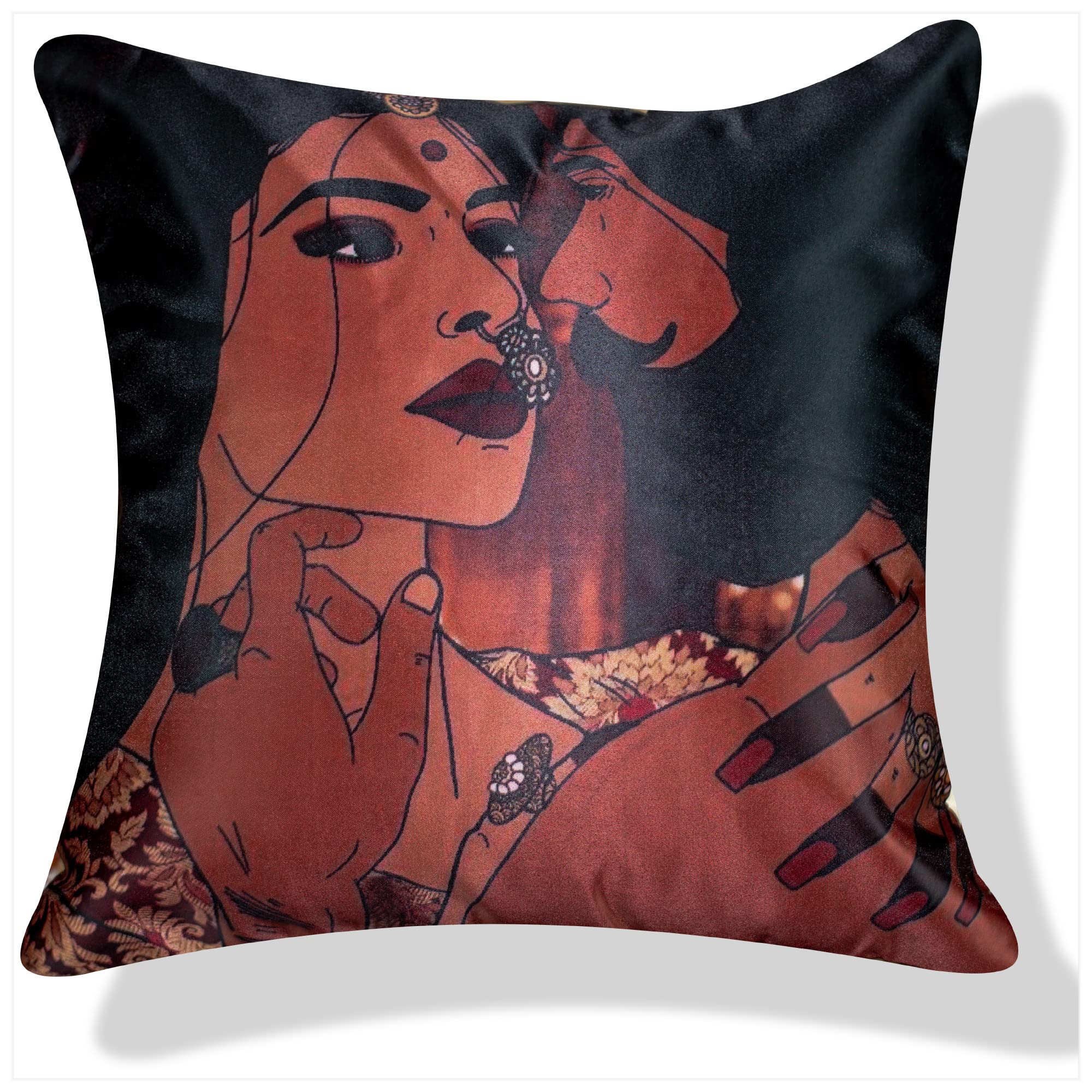 Vendola Bollywood Series Satin Microfibre 250TC Cushion Covers, Multicolor, Set of 4 Pieces (24X24 Inches)
