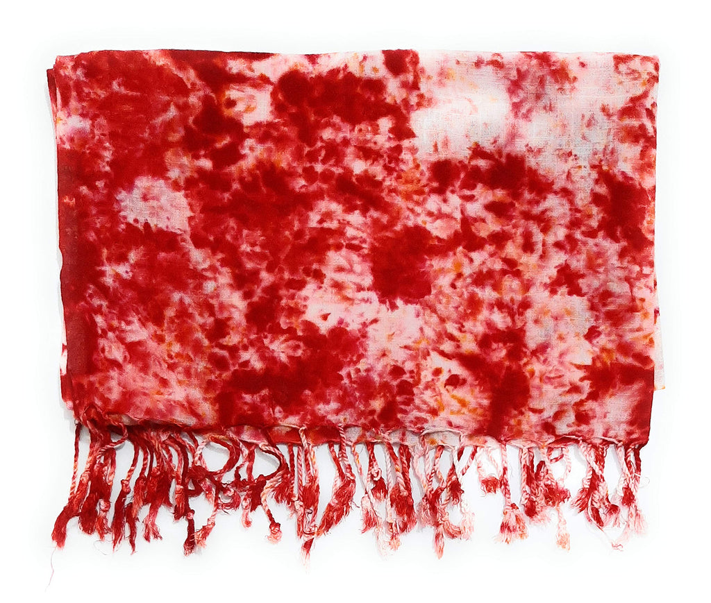 Chandwasia Rayon Scarf Stole and Shawl for Men and Women | Lightweight Soft Breathable Batik Design Wrap for Summer and Winter stole for school | 28 x 72 Inches | Red