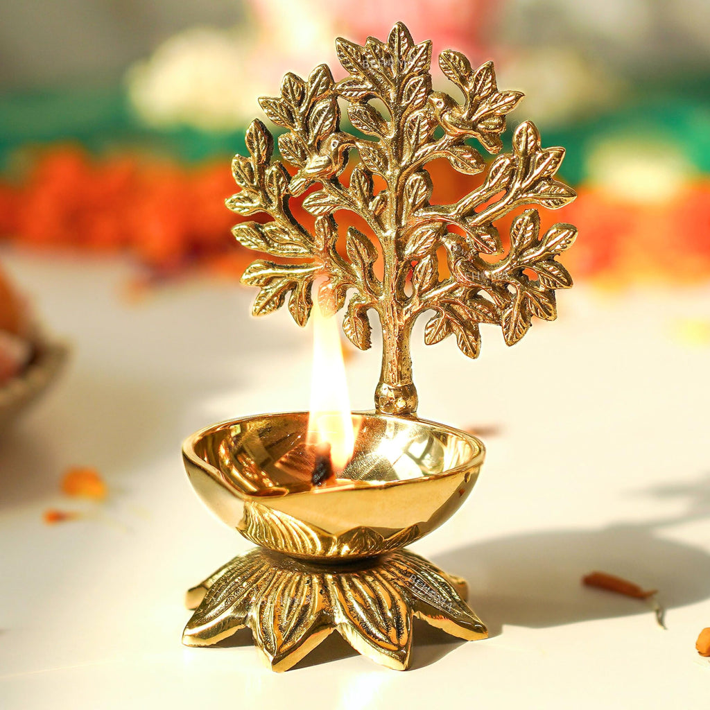 Behoma 100% Pure Brass Kalpavriksha Diya for Puja | Deepak for Mandir