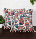 ishro home Premium Cushion Cover 18 inch x 18 inch | Set of 5 – Soft European Standard Fabric, Frill Design, Machine Washable | (5, Paisley Fiesta, 18x18 Inch)
