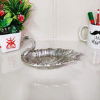 Kridaykraft Metal Duck-Shaped Dry Fruit Tray Bowl – Handcrafted Decorative Silver Finish Dish for Tabletop & Home Décor – Elegant Centerpiece for Festive, Living Room or Gift Use (19 x 9 x 10 cm)