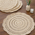 R home Set of 4 Crochet Placemats for Dining Table I 100% Cotton Crochet Table mats I 15 Inch (30 CM) Round I Hand Made Heavy Anti-Skid Placemat I Perfect for Dining Table Decor Kafalo