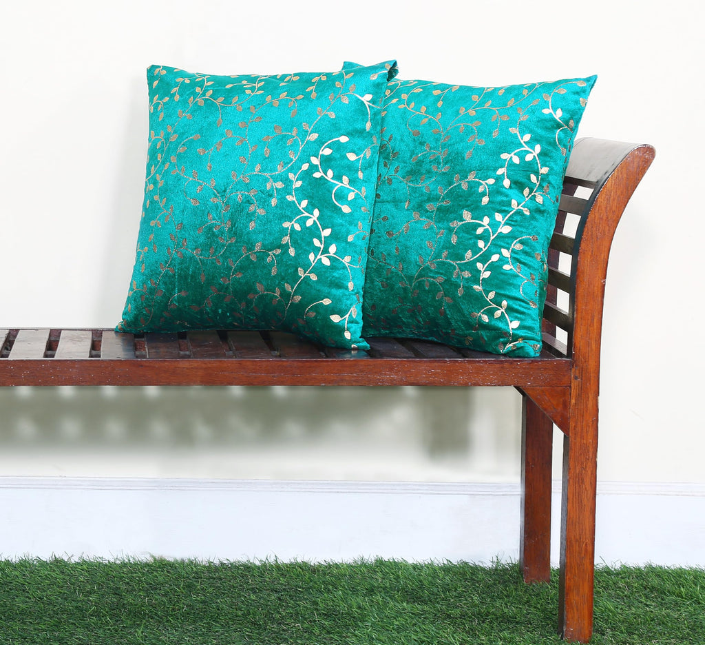 RD TREND Velvet Cushion Covers, 60 x 60 cm/24 x 24 inches,Pack of 2,250 TC, Back Zipper (Sea Green)