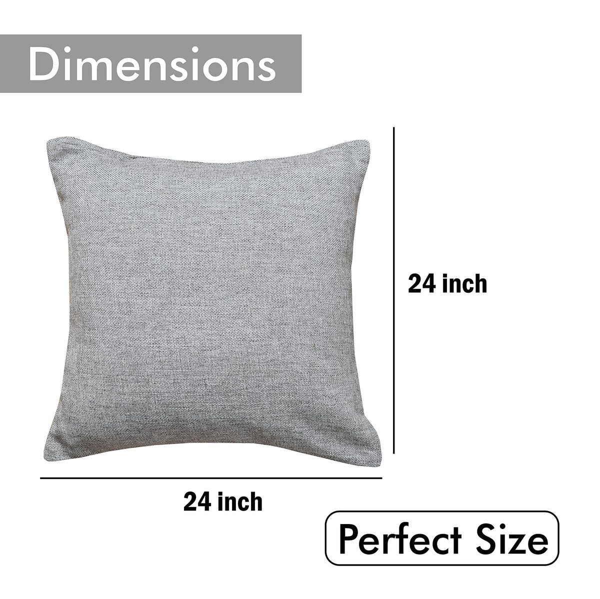 Yellow Weaves Jute Texture Cushion Covers, 24 X 24 Inches, Grey, Set Of 5, 250 TC