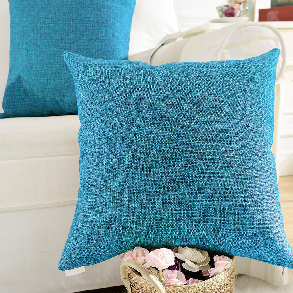 Khooti Jute Cushion Cover, 24x24 (Bondi Blue)(Pack of 5)