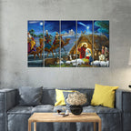 VIBECRAFTS Three King And Holy Family 5 Pieces Canvas Wall Painting For Home | Office | Living Room | Gift (PTVC5Pcs4_8525)