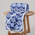 Divine Casa Floret 100% Cotton Double Dohar | 120 GSM | Soft & Lightweight Throw Blanket | Reversible Design | Cozy & Breathable Bedding | All-Season Comfort | 220 x 205 CM, Dazzling Blue Kafalo