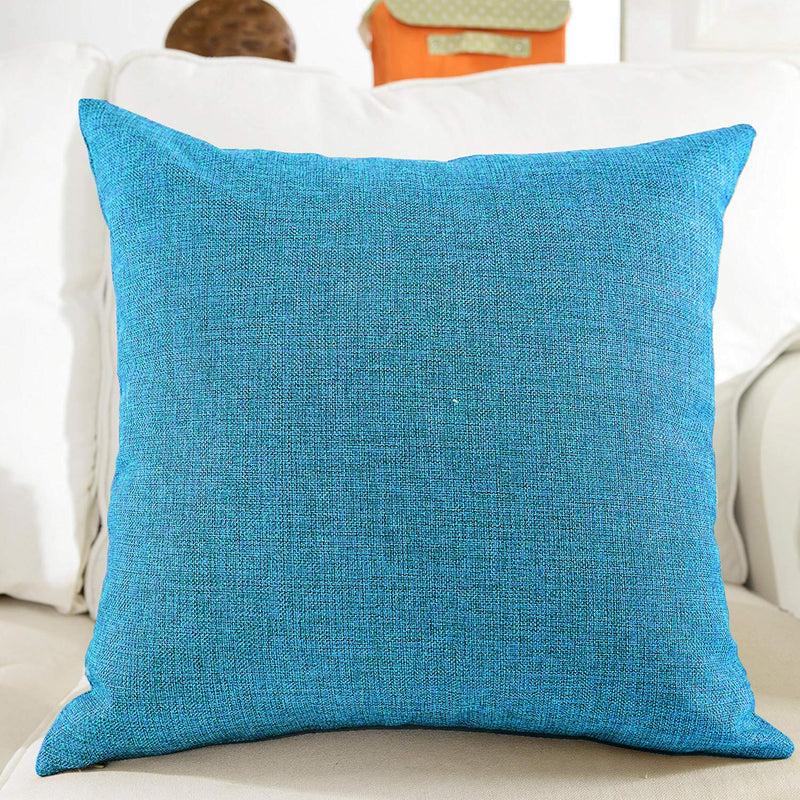 Khooti Jute Cushion Cover, Throw Pillow Cover for Couches, Chairs, Sofas, Beds, Coffee Tables, Living Rooms, Bedrooms, Modern Boho Design, 22x22 | Bondi Blue | Set of 5