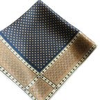 Silk Neck Scarf, Navy Blue, Geometric Diamond Pattern, Square Neckerchief