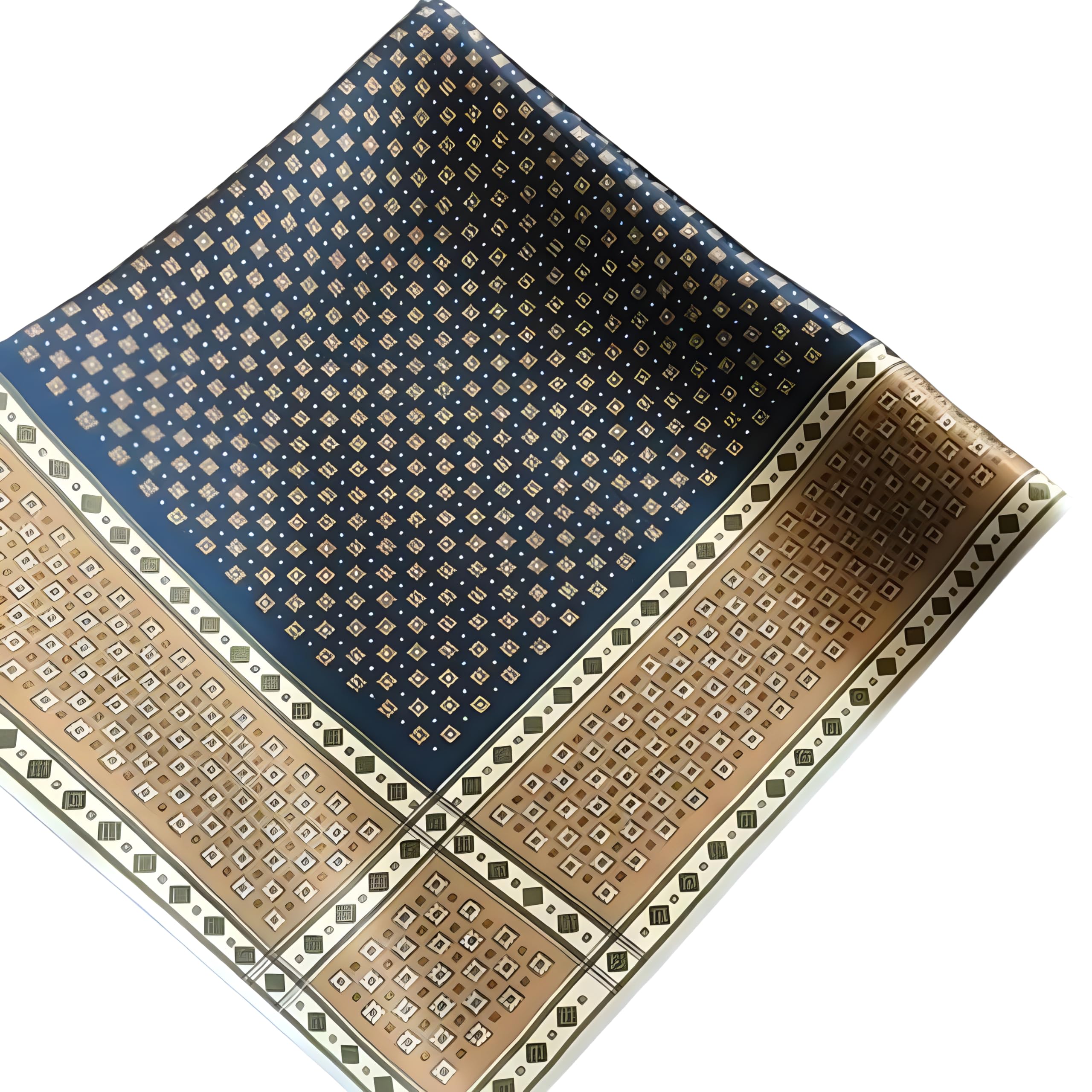 Silk Neck Scarf, Navy Blue, Geometric Diamond Pattern, Square Neckerchief