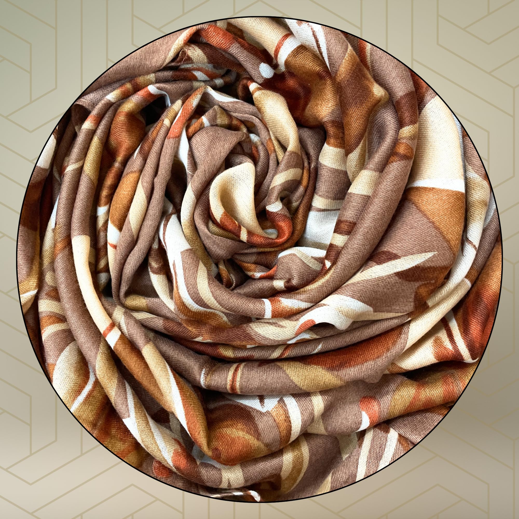 FAHABO Scarf for Women Stylish Print Viscose Cotton | Hijab Scarf | Stole | Soft, Lightweight, and Latest Scarves | 71 x 33 Inches (Blossom Brown)