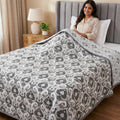 Mafatlal Sparsh Dohar Single Bed, 150 GSM Pure Cotton Malmal, Reversible AC Blanket Single, Soft & Breathable Lightweight Cotton Blanket, 147 x 223 cm, Stone Grey Kafalo