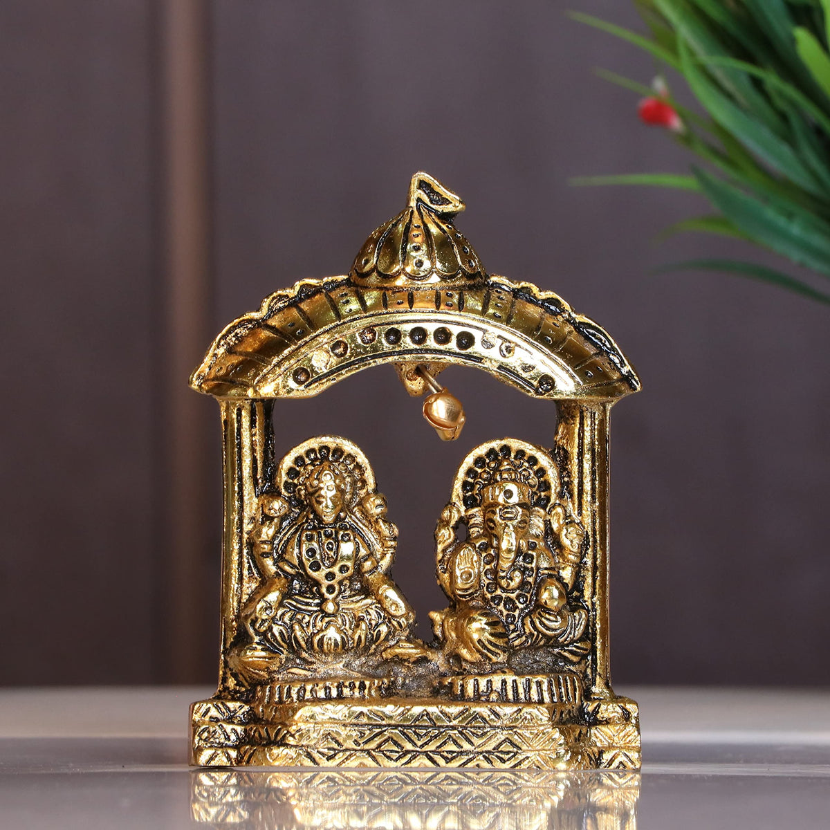 Kridaykraft Metal Laxmi Ganesh Idol Decorative Murti Temple Frame Metal Statue for Pooja & Decor Your Home, Office, Decorative Showpiece Figurines