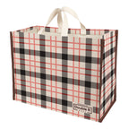 DOUBLE R BAGS Heavy Duty Cotton Canvas Grocery Shopping Bag | Eco-Friendly Cloth Tote for Vegetables, Milk, Fruits & Lunch | 44 x 20 x 33cm | 1 Compartment | Pack of 1 Check Print