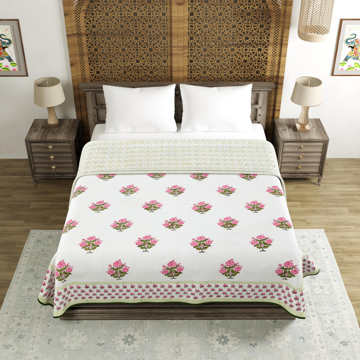 BLOCKS OF INDIA 100% Cotton Dohar King Size Reversible Hand Block Printed Malmal Summer Dohar/Blanket (Color 11) Kafalo