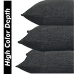 Yellow Weaves Jute Texture 250 TC Cushion Covers, 12 X 12 Inches, Black, Set Of 3