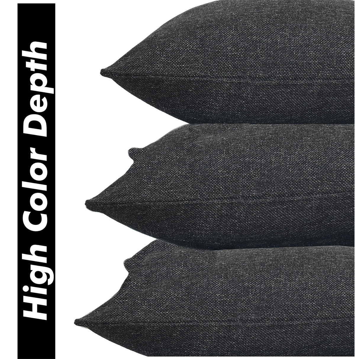 Yellow Weaves Jute Texture 250 TC Cushion Covers, 12 X 12 Inches, Black, Set Of 5