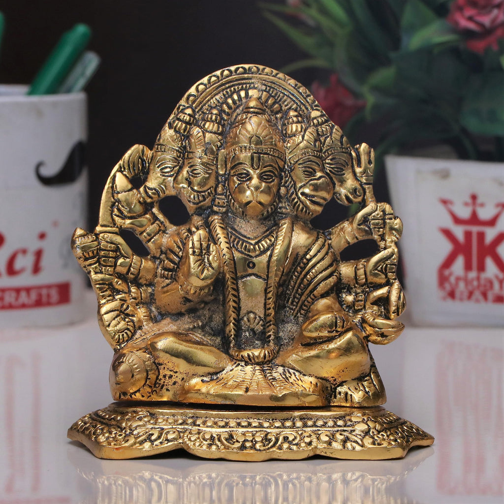 KridayKraft Panchmukhi Hanuman ji Metal Statue,Bajrangbali Murti for Pooja Room & Decor Your Home,Office,Religious Idol Gift Article,Showpiece Figurines...