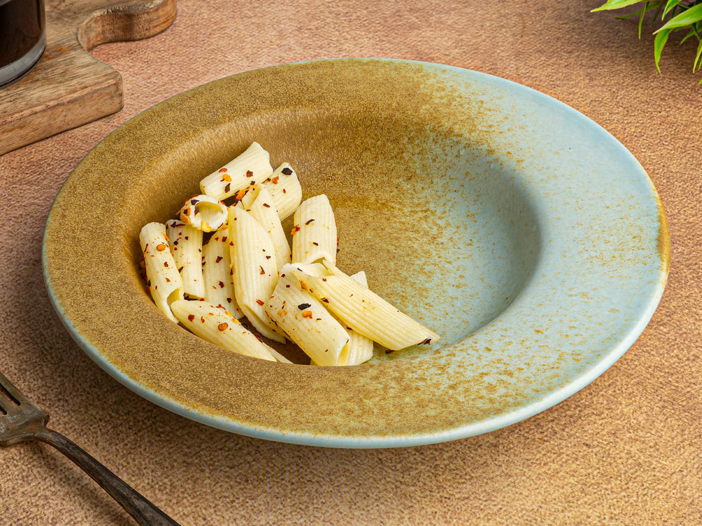 Bodhi House Ceramic Handmade Pasta Plates, Set of 2, 24cm, Turquoise Copper