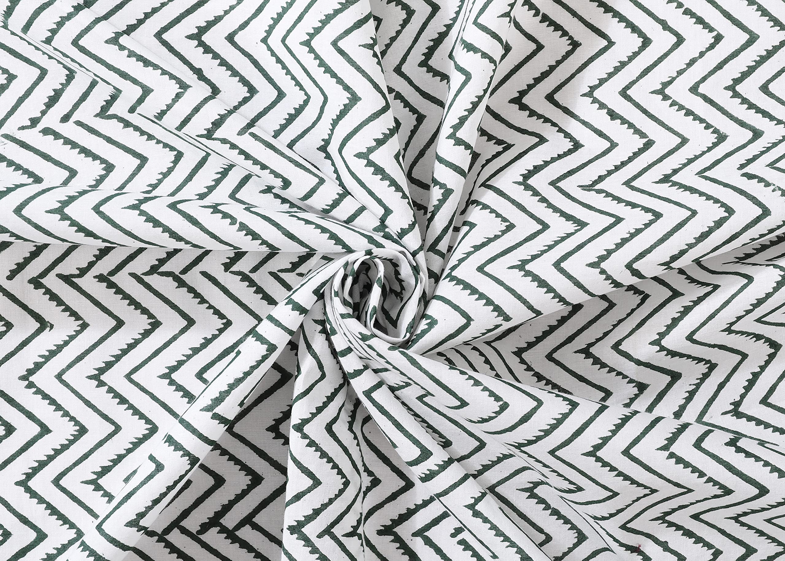 Ravaiyaa - Attitude is everything Sanganer Hand Block Printed Women's Scarves Pure Cotton Female Scarf Square Hijab Dupatta 40 X 40 Inch (White Green Chevron)