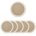 Encasa XO Dining Table Mats, Round Ribbed Cotton, Heat Resistant Beige Kafalo