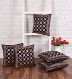 DECOMIZER Jacquard Geomteric Cushion Covers 24 Inch X 24 Inch Set Of 5 Ethnic Motifs 240 TC Cushion Covers,Design- Criss-Cross,Color- Coffee