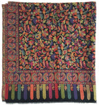 Mehrunnisa Jamawar Kani 100% Pure Wool Shawl Wrap From Kashmir (Black)