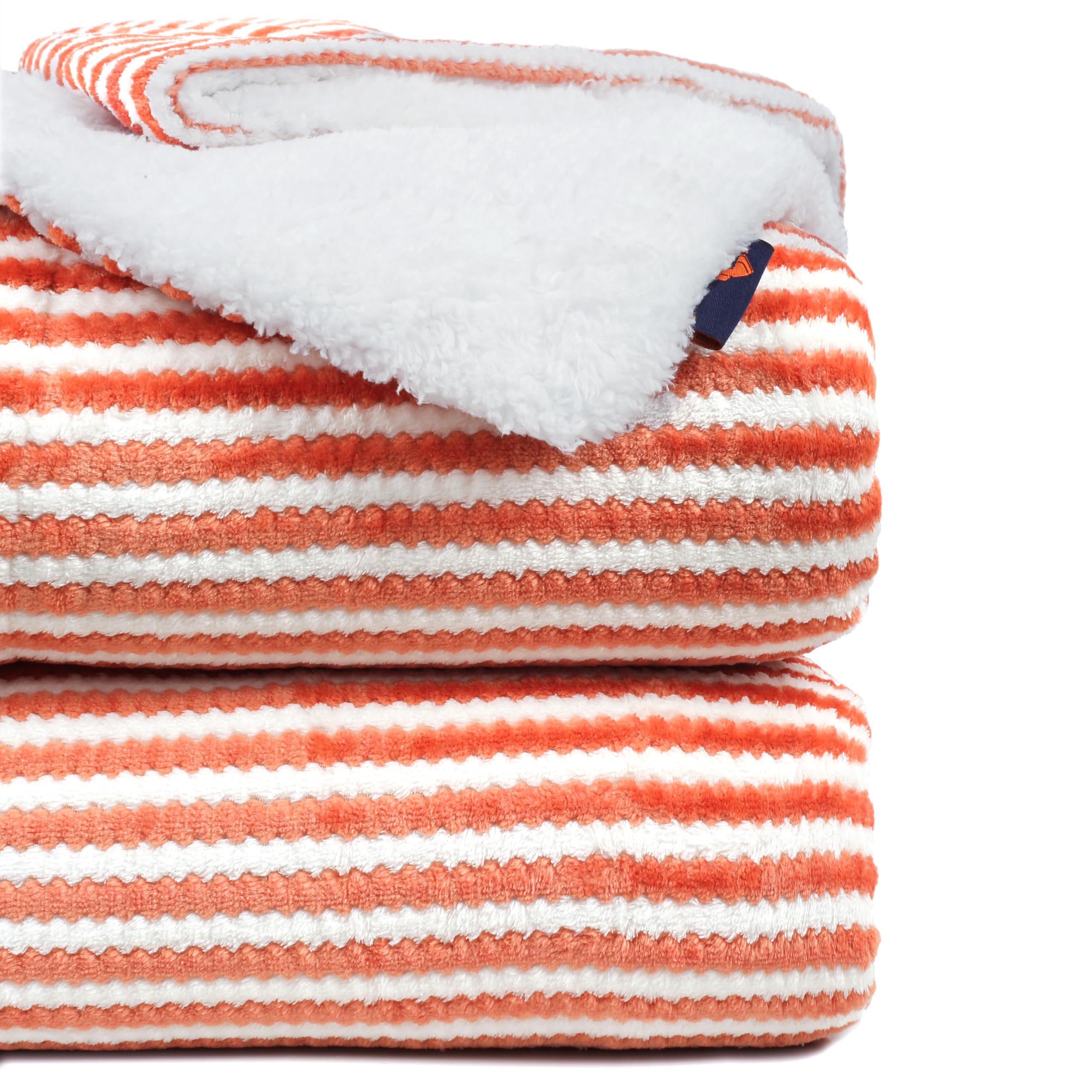 A Brand New - Umi Sherpa Towel Blanket for Winter Single Size 220GSM, Super Soft AC Blanket Single Bed, Ideal for Mild Winters, 60x90 inches (Orange & White, Single) Kafalo
