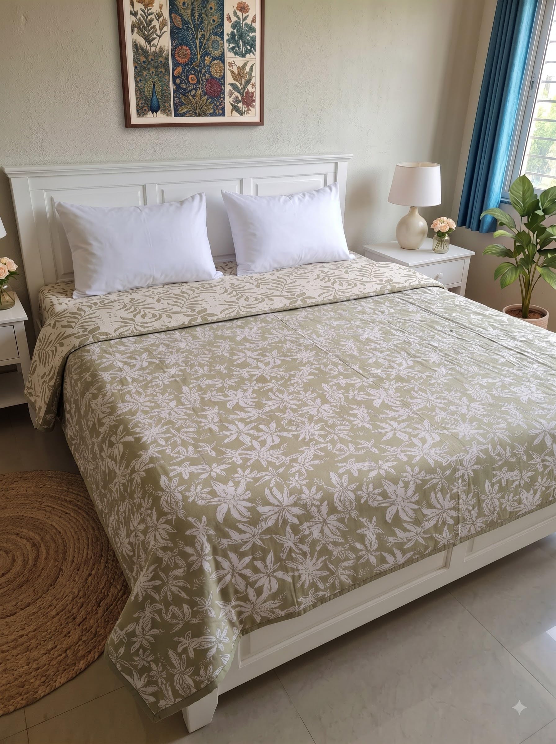 Mafatlal Sparsh Double Dohar Cotton, 150 GSM Pure Cotton Malmal, Reversible AC Blanket Double, Soft Lightweight & Breathable Cotton Blanket, 88 x 94 Inch, Kafalo