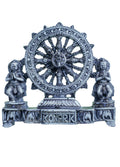 Zenith Zone Black konark Chakra Wheel showpiece – Antique Finish Sun Temple Sculpture for Home Decor & Gifting – Handcrafted Indian Artifact for Desk, Shelf, or Altar