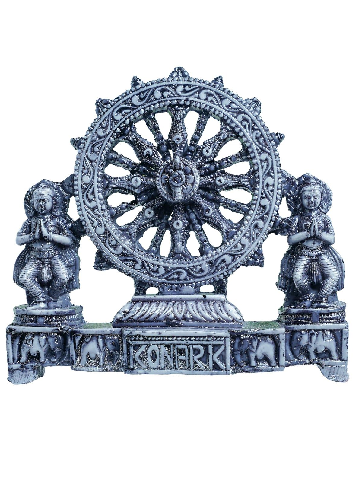 Zenith Zone Black konark Chakra Wheel showpiece – Antique Finish Sun Temple Sculpture for Home Decor & Gifting – Handcrafted Indian Artifact for Desk, Shelf, or Altar