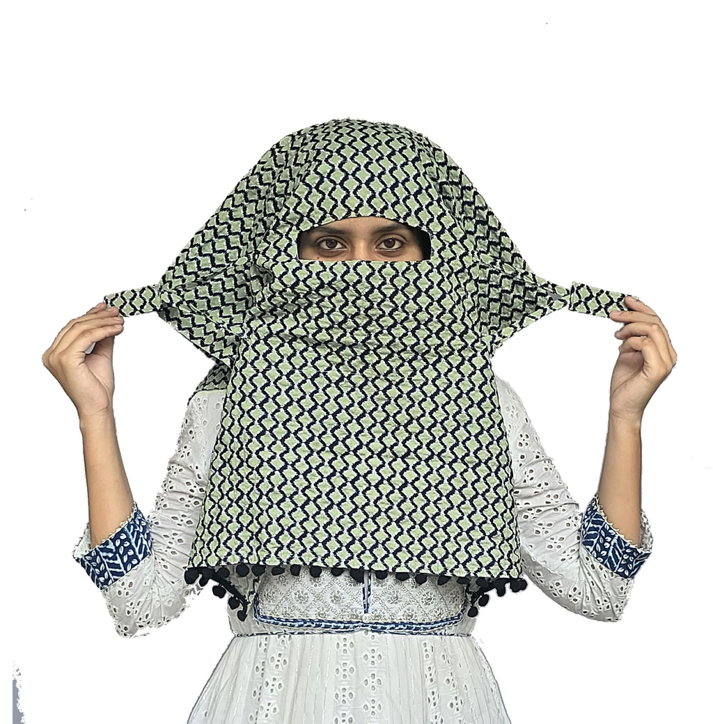 Switchon Scarf Hijab Rayon Printed fancy scarf for women Size Adjustable -Hook loop tape (Pista Green)