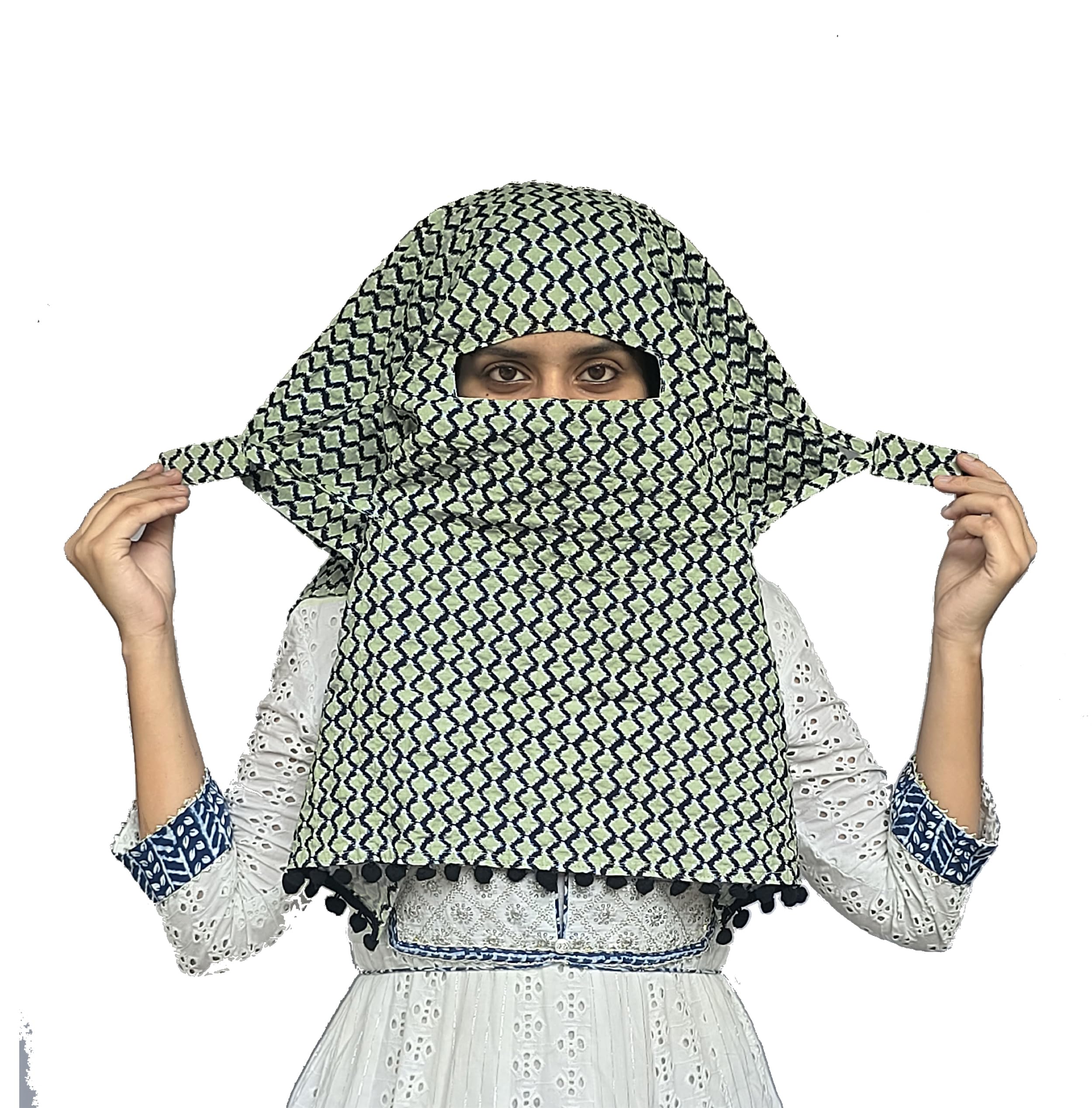 Switchon Scarf Hijab Rayon Printed fancy scarf for women Size Adjustable -Hook loop tape (Pista Green)