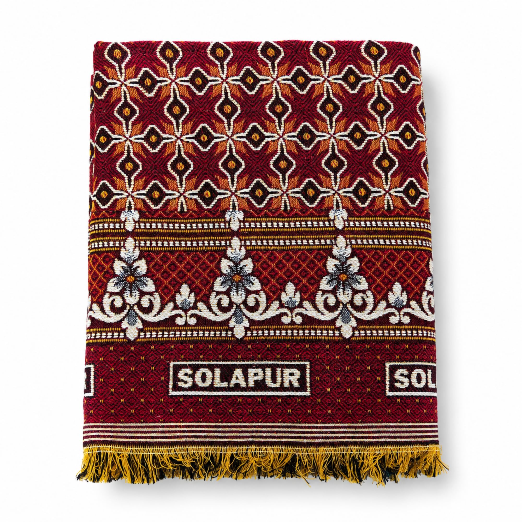 Texstyle Cotton Solapur Chaddar 1Kg (60x90 Inch) | Super Soft, Printed Single Layer, Dohar Blanket for Single Bed | Lightweight & Breathable, AC Comforter for Summer & Winter (Red) Kafalo