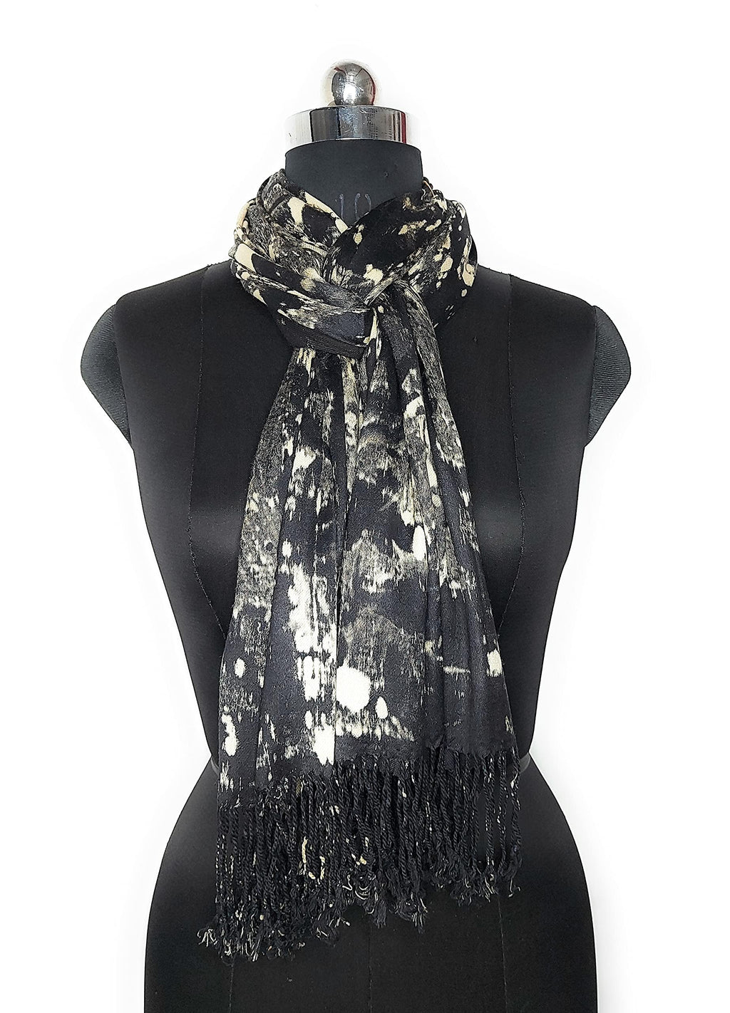 Chandwasia Viscose Satin Finish Scarf Stole | Soft Lightweight Designer Accessory for Men and Women | Summer Collection | Black
