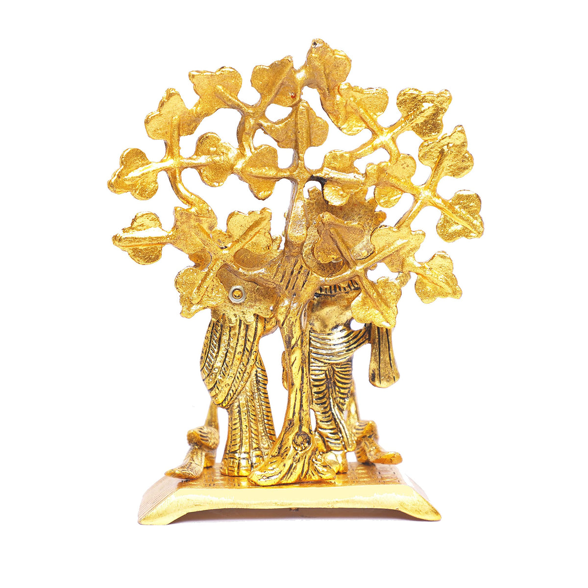 KridayKraft Radha Krishna Standing Playing Flute Under Tree Idol Metal Statue Gold Antique Finish for Pooja & Home,Office Decorative,Radha Krishna Murti Showpiece Figurines