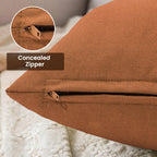 Yellow Weaves Cotton Canvas Decorative Cushion Covers, (24 X 24 Inches), Set of 3, Rust Brown