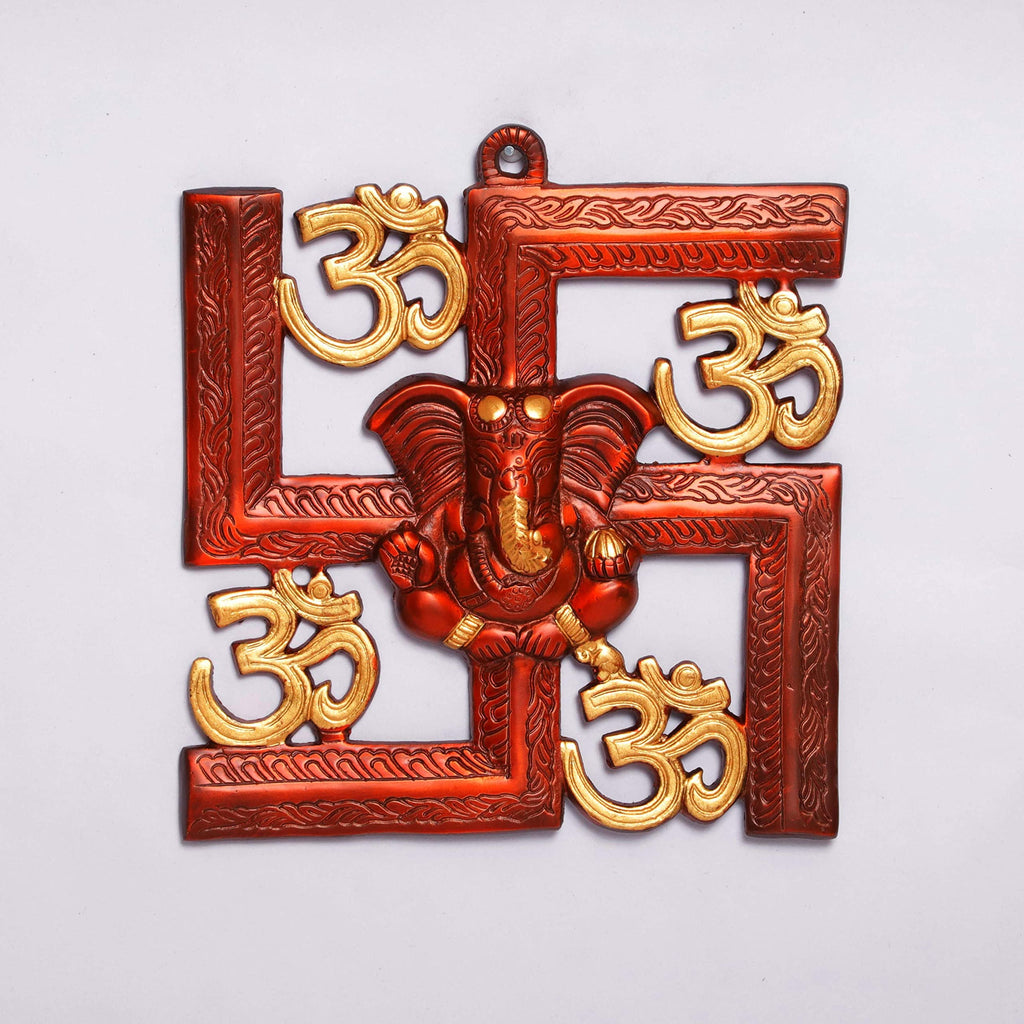 KridayKraft Ganesha Metal Statue,Ganpati Wall Hanging Sculpture,Metal Swastik Ganesha Murti Lucky for Home & Office,Religious Showpiec Gift idol on Diwali,Birthday,Wall Decorative Feng Shui Article...