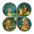 Artvibes Spiritual Decorative Wall Art MDF Wooden Wall Hanger for Living Room | Room Wall Art | Modern Decor Artwork | Living Room | Cafe | Wall Art Print | Unique Gift Items (WH_8465N), Set of 4