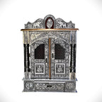 balveer Home n Office Temple Wooden Silver oxidised mandir Wall Hanging Temple.18L*6D inch