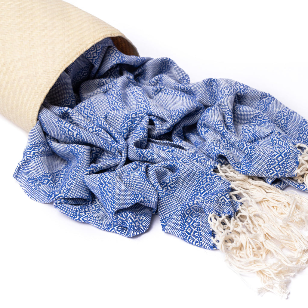 Baby Trapoz Mexican Rebozo Shawl, Ideal for Natural Birth, Doula Massage, 98.5, Royal Blue, Blue and White, One Size