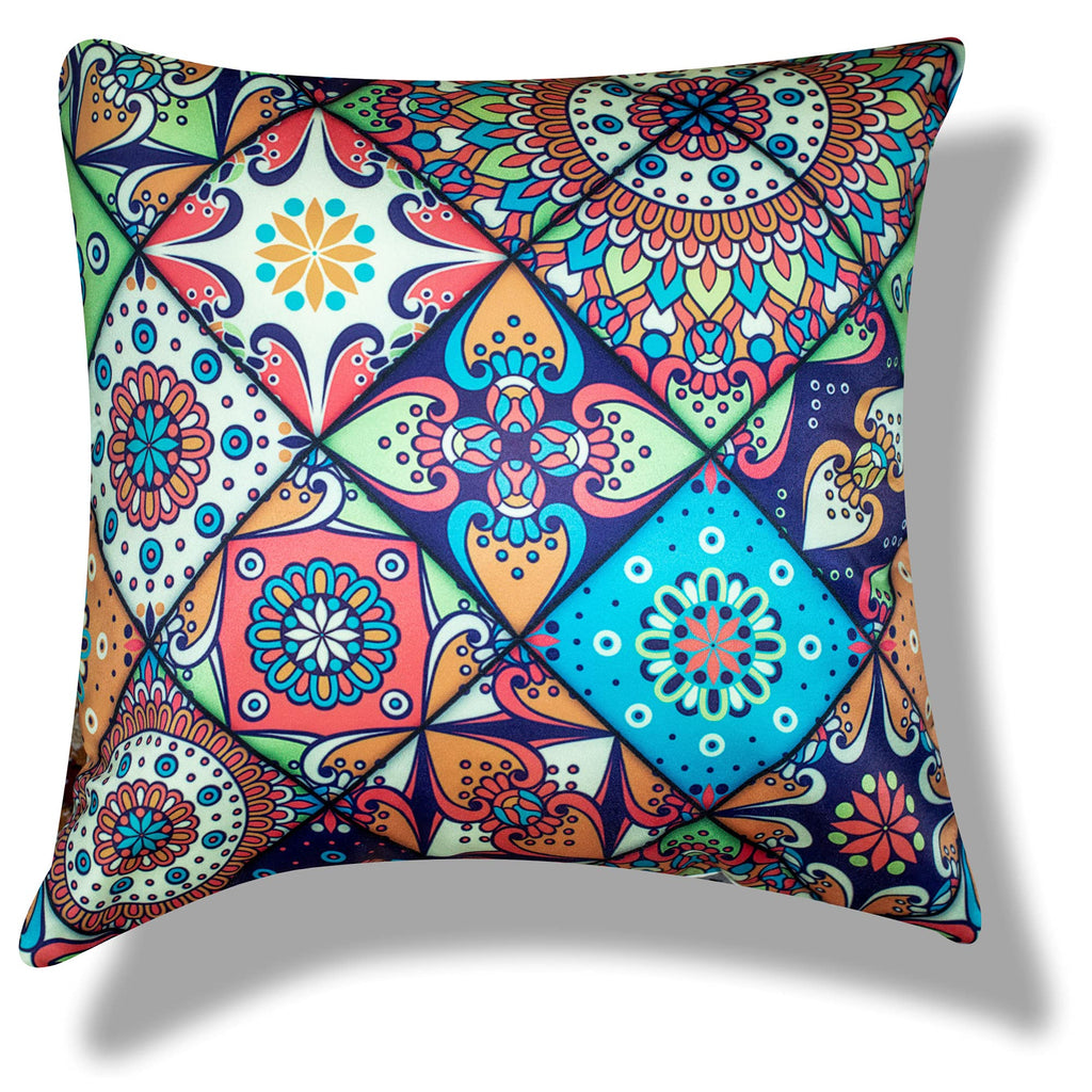 Vendola Merhaba Microfiber Satin 250TC Cushion Pillow Covers, Multicolor, Set of 5(Ishil, 16x16 Inches)