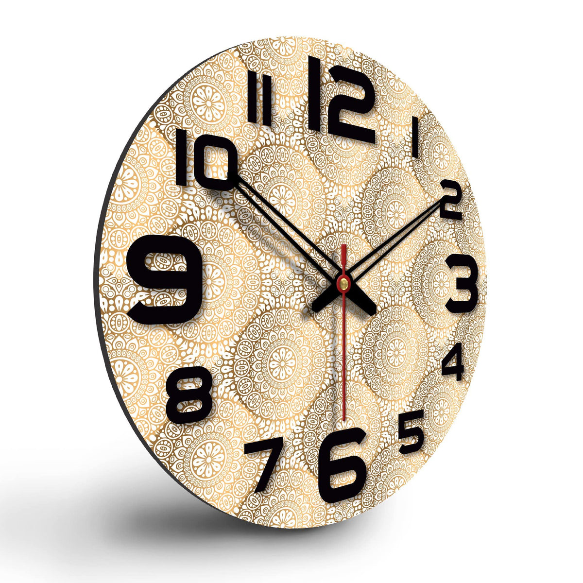 VIBECRAFTS Mandala Pattern Printed Wooden Wall Clock for Home Decor | Office | Livingroom, Bedroom | Gift (WWCVC1Pcs_15069)